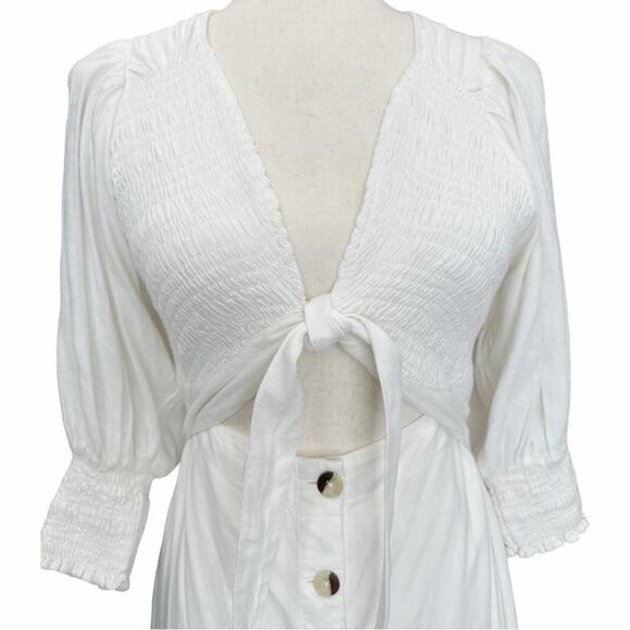 Free People String of Hearts White Smocked Dress Full Size XS - Picture 10 of 12